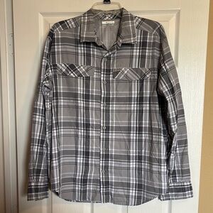 Columbia men’s gray plaid long sleeve button down shirt size medium